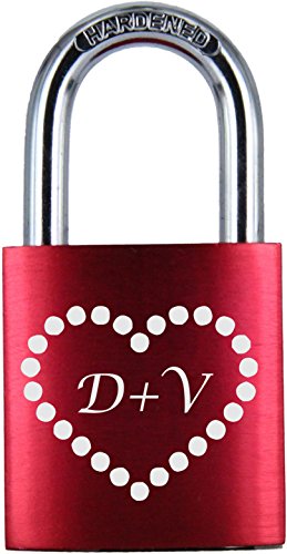 Preisvergleich Produktbild LoveGoals Liebesschloss mit Gravur / individuell graviert / ideales Geschenk für Paare & Verliebte / hochwertige Geschenkverpackung / Schloss mit 2 Schlüssln / eloxiert / Motiv M022 / Farben Grün, Blau, Rot & Lila
