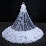 4 Eleganter Bridal-Schleier: Die handgefertigte schöne Blumenstickerei Applique edge ist perfekt zu Ihrem Brautkleid, so dass Sie charmant und attraktiv in Ihrem großen Tag aussehen ...