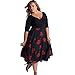 Produktbild MOIKA Damen Kleid, New Frauen Plus Size Sexy V-Ausschnitt Floral Maxi Abend Party Boho Strandkleid(L2,Rot)