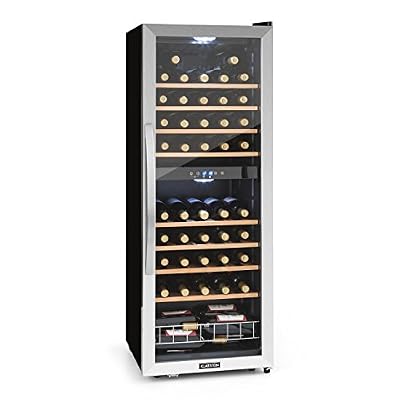 Klarstein Vinamour 54D - Cave à vin réfrigérée 2 zones de froid température réglable (148l, capacité 54 bouteilles, fonctionnement silencieux) - acier inox
