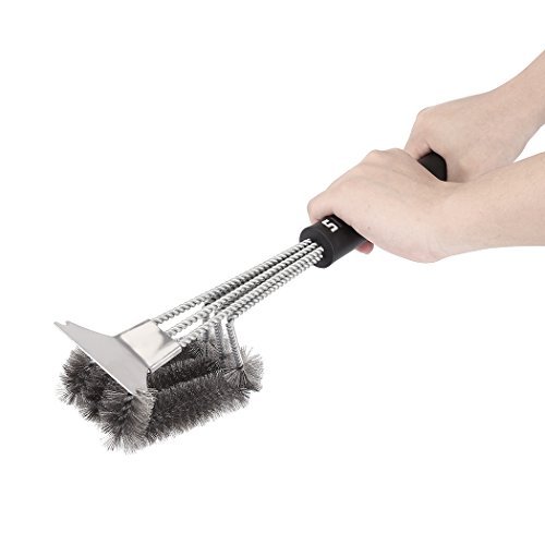 SIEGES BBQ Grillbürste mit integriertem Reinigungsschaber,3 Edelstahlbürsten in 1,360° Reinigung,18″ Extra Langer PP Wärmedämmung Griff, Perfekt für Outdoor und Camping - 7