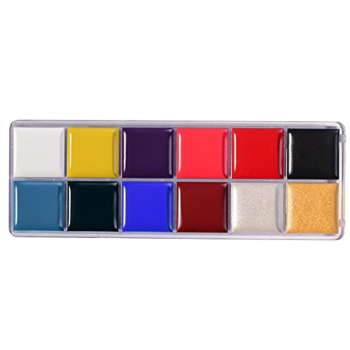 VALUE MAKERS® 12x Körpermalfarbe Körperfarbe Set Make Up Schminke Palette Gesichtsfarbe Bodypaint Bodypainting