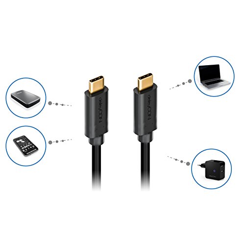 deleyCON 0,5m USB Kabel / Stecker Typ 3.1 / C auf C / USB 3.0 Speed 5 Gbit/s / Ladekabel Datenkabel / für z.B. Smartphone / PC / Notebook / Ladegerät – Schwarz - 5