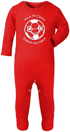 Hat-Trick Designs Accrington Stanley Football Baby Romper Sleep Suit-0-3m-Red-Me & My-Unisex Gift