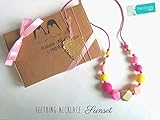  Collar de Lactancia (100% Silicona Alimentaria Antibacteriana sin BPA) + Caja Regalo (Personalizable con Nombre)  Modelo\"Sunset\"  Idea Regalo para Bebés y Mamás