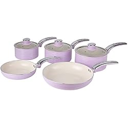 Swan Série de 5 casseroles rétro, Aluminium, Rose, 31.50 x 48.00 x 15.00 cm