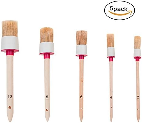 Natural Boar Hair Detail Brush,Motorcycle Automotive Detailing Brush Set Car Detailing Brushes with Wooden Hand for Cleaning Wheels, Dashboard, Interior, Exterior, Leather, Air Vents, Emblems,Set of 5