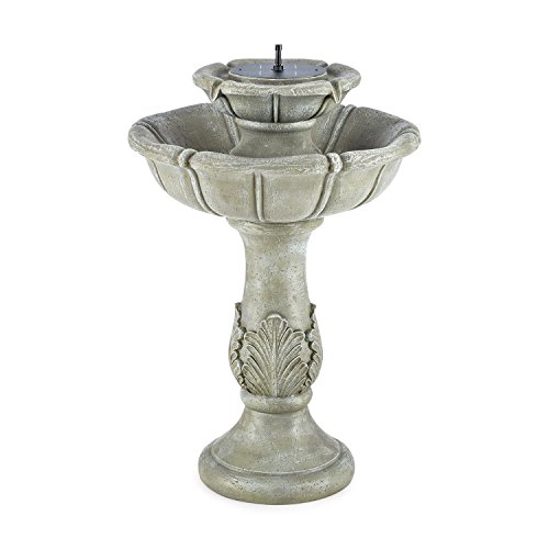 Blumfeldt Adelsbrunn Gartenbrunnen Springbrunnen (Vogeltränke, 1,4 Watt Solarpanel, 3,7 V/2000 mAh Akku, LED-Beleuchtung, Beton-Optik) grau - 6