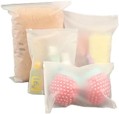 ponny Set of 5 Sealable Poly Plastic Ziplock Storage Bags for Clothes Packaging Traveling Clear Small Paper Containers (M)