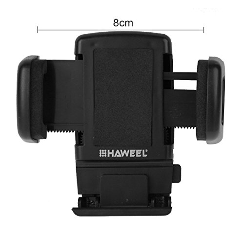 HAWEEL Â® 2 in 1 auto specchietto retrovisore Stand cellulare supporto universale per iPhone 6 / iPhone 5 & 5S & 5 C / Smartphone, morsetto dimensioni: 40mm-80mm(Black)