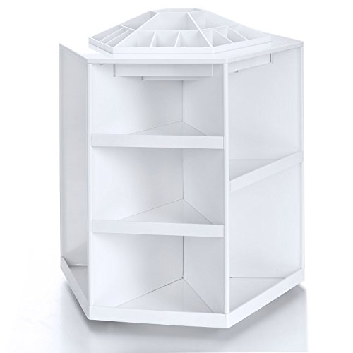 Homdox 360 Grad Drehbare Multifunktionale Kosmetik Ständer Aufbewahrungbox Make up Organizer Aufbewahrungsbehälter Kosmetikregal (Weiß) - 2