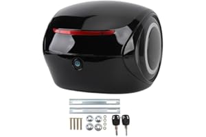 Xiuganpo Universal-Motorrad-Topcase, 32L Motorradtransportkoffer mit abnehmbarem Baumwollfutter, Rückenlehne für Beifahrer, Motorrad Heckklappe für Elektrofahrrad Roller (Black)