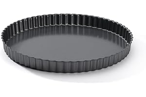 De Buyer - Moule à tarte rond Canelée en acier antiadhésif - Diamètre 28 cm -, Noir