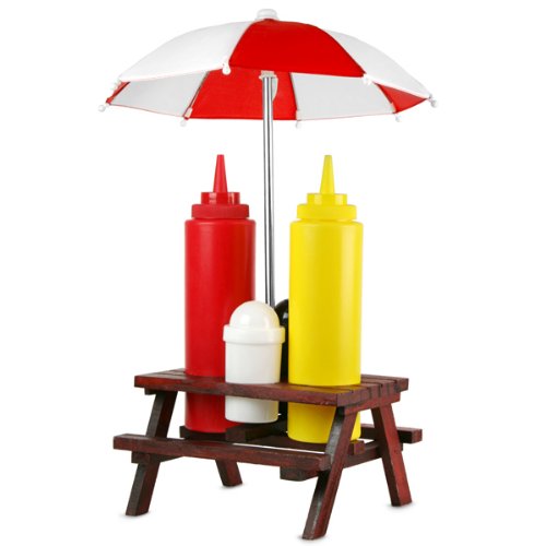 Gewürzhalter Gewürzregal Salz Pfeffer Streuer Ketchup Flasche Picknicktisch