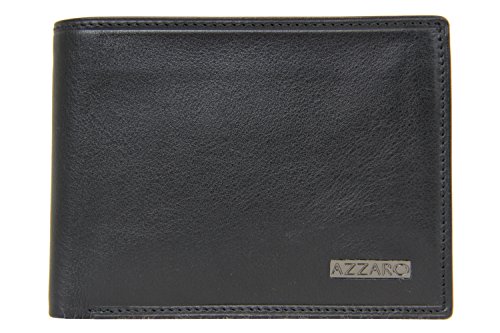 Porte-Monnaie Italien - Azzaro - Ligne Loris - 8cc, Soufflet Billets, Une Poche zippée - Noir