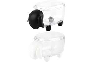 Qixuer Pudełka do przechowywania wacików bawełnianych, 2 szt. uchwyt na waciki urocze owce w kształcie wykałaczki bawełniane kulki dozownik organizer pojemnik z pokrywą, mini waciki etui czarno-białe