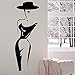 Produktbild Syssyj Vinyl Wandtattoo Lady Hut Mode Modell Wandaufkleber Elegante Frau Home Schlafzimmer Decor Removable Beauty Salon Wandbild 42 * 118 Cm