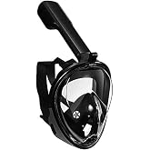 Devilfish Full Face Snorkel Mask For Adults – 180° Panoramic View, Dry Top Anti-Fog System, Foldable Sunglasses