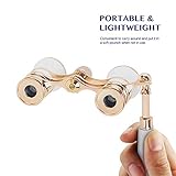 GYMO Jumelles Compactes Rétro Pliantes en Métal 3x25 avec Poignée, Lunettes De Théâtre D'opéra pour Les Courses De Chevaux Classiques, Regarder Le Football,Métallique