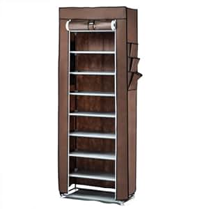 9 Ebene Schuhregal Schuhschrank Schuhständer Schuhablage Braun (Kaffe