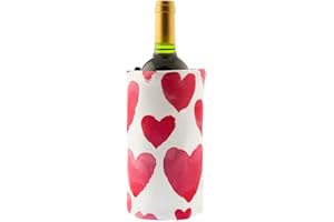 Koala Spain Enfriador de Vino con Gel Rápido Enfriamiento Compartimentado, 4 Capas Anti-condensación,Estampado Corazones, Velcro Ajustable Bot. Vino o Cava, Incluye Regalo