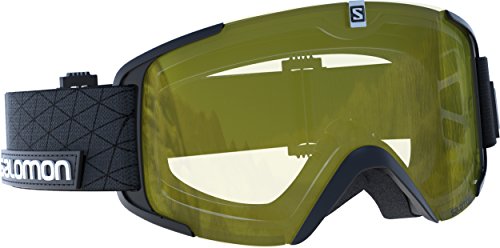 SALOMON Xview Access Gafas de esquí, Tiempo nuboso, Lente Amarillo Claro con Efecto Flash (Intercambiable), Sistema Airflow, Unisex Adulto, Negro, Talla Única