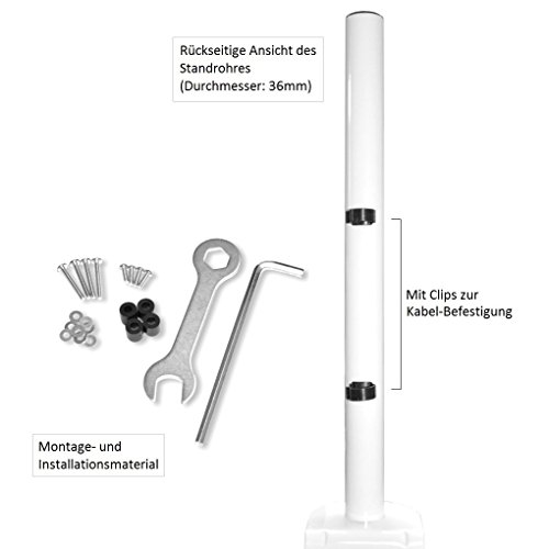 NEG Profi Universal Monitor-Tischhalterung Visoflex VF352W (weiß) schwenkbar, neigbar, höhenverstellbar und drehbar (Pivot-Funktion), VESA 75×75, 100×100 und bis 10kg belastbar - 3