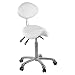 Produktbild Physa COMFORT Rollhocker Drehhocker Arbeitshocker (höhenverstellbar 56-75 cm, ergonomisch geformt, 5 Lenkrollen, Lehne, bis 150 kg, Kunstleder) Weiß