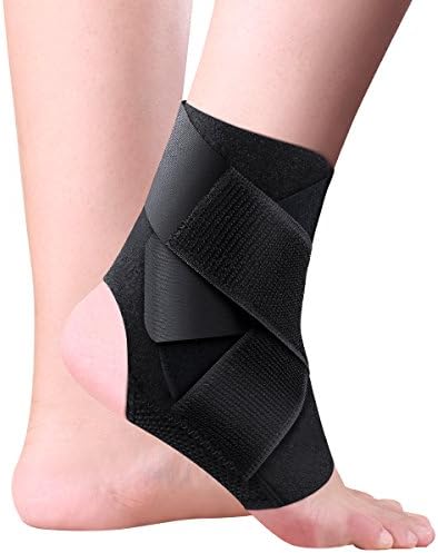 Cudon Ankle Support, Adjustable Brace Foot Strap Open-Heel Stabiliser Neoprene Sleeve - Arthritic Pain Relief, Sports Injury Rehabilitation & Protection against Reinjury - One Size