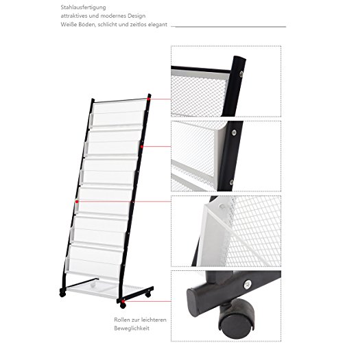 DXP Prospektständer Prospekthalter Mobil mit Rollen A4 Brochure Literature Magazine Display Stand Rack 6 Ebenen HJ-02 - 6