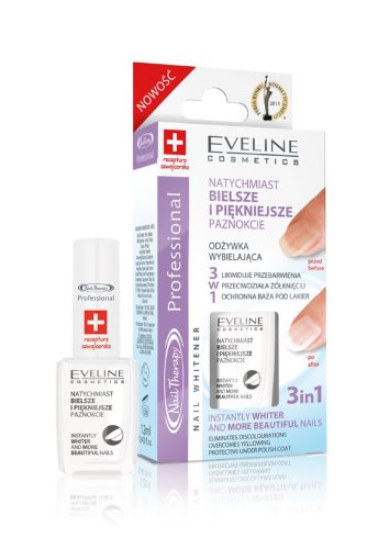 Eveline Cosmetics 3 in 1 Instantly Whiter Nails - Nail Whitener - 12ml