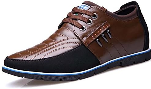 Men's Shoes Spring New Business Casual Shoes Leather Shoes Breathable Inner Height Increasing Shoes (Color : Brown, Size : 43)