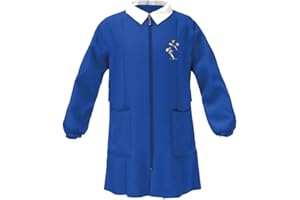 Moda Egidio Grembiule Ricamato Blu Ambrosino Scuola Elementare Bambino Con Bottoni E Colletto Bianco