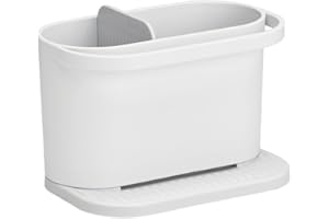 ReBorn - Recycled Sink Tidy - Kitchen Sink Organiser - Two Main Compartments - Integrated Dishcloth Rail - Ribbed, Sloping Base for Draining - Made in Britain (Stone)