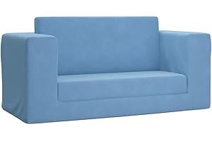 vidaXL Kindersofa 2-Sitzer Kinderzimmersofa Sofa Kindercouch Kindersessel Kindermöbel Minisofa Doppelsofa Kinderzimmer Blau Weich Plüsch