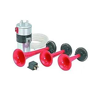 Allure Auto 3 Pipe Car Air Pressure Refit Super Loud Whistle-Red Horn for Maruti Alto 800 New