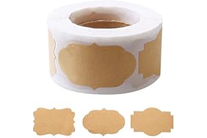 NUOSHEN 300 Stücke Kraft Etiketten Aufkleber, Selbstklebend Aufkleber Beschriften Geschenksticker Aufkleber Marmeladen Etiketten Geschenk Dekor Sticker für Flasche Handwerk Geschenkverpackung