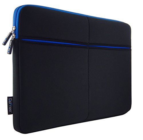 GoFree Slim Line 15 inch Laptop Sleeve – [ 3 Additional Pockets ] for 14 / 15 / 15.6 inch Laptops – Shock Absorbent ** Super Compact & Uber Stylish ** - Black w/ Azure Blue Accents RS.749 (58.00% Off) - Amazon