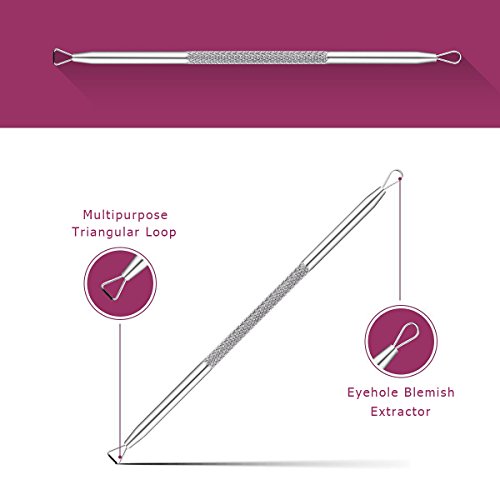 5 Stücke Mitesserentferner -Komedonenquetscher Set Aus Edelstahl+Kostenlos Benutzerhandbuch – Doppelseitig -Nagelhautschieber Werkzeug Professionell Gesundheit Behandlung für Pickel Whiteheads Akne Extraktoren Risikofrei Glatte Nose Gesicht Haut - 4