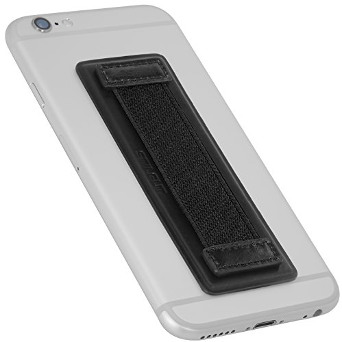 StilGut Finger-Halterung Smartphone Halter fÃ¼r die Hand, fÃ¼r verbesserte Einhandbedienung - Handy Halterung fÃ¼r iPhone 7 Plus, iPhone 6 Plus, Samsung Galaxy S7 ,Samsung Galaxy S6, Sony Xperia und mehr, Schwarz Nappa