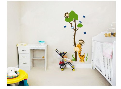 1 X XL! Affe Baum Growth Chart, Maßband Messlatte Wandtattoo Wandaufkleber Wandsticker Kinderzimmer Geschenk Bogen Gr. 60*90cm - 2