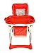 FoxHunter Baby High Chair Foldable Highchair Feeding Seat Height Adjustable Recline Padded Cushion Double Tray and Basket Red