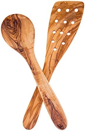 Set of Cooking Spoon &amp; Spatula, Kitchen Utensils, Olive Wood, Handmade, by Elitecrafters