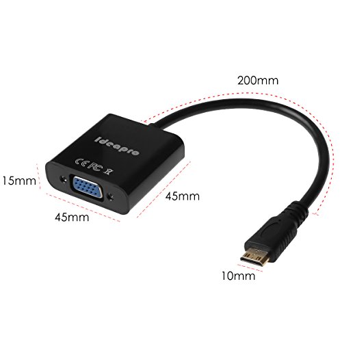 ideapro Mini HDMI Stecker auf VGA Buchse Adapter mit Audio-Unterstützung – Mit USB Power Kabel – für Mini HDMI fähigen Ultrabooks, Notebooks, Tablets, Kameras und Camcorder zu Connect zu VGA Displays - 4