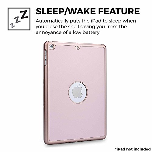 iPad 9.7 2017 / iPad Air 1 Tastaturhülle, COOPER NOTEKEE F8S tragbare QWERTY Bluetooth Funktastatur Hartschalen-Klapphülle mit 7 Hintergrundfarben (Roségold, Ruhezustand/Aktivieren-Funktion) - 4
