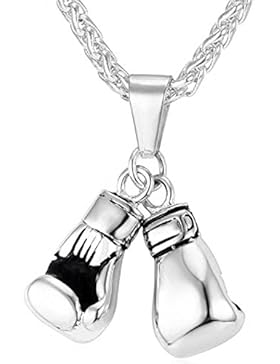 MESE London Boxhandschuh-Halskette Edelstahl-Kette Männer Silber Anhänger - Elegante Geschenkbox