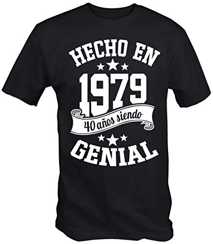 6TN Hecho en 1979 para Hombres. 40 años de ser Impresionante 40.o cumpleaños t Shirt (Pequeña (S), Negro)