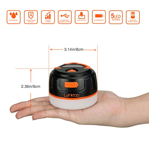 Lanktoo 2-In-1 Rechargeable Camping Lantern & 6400mAh Power Bank – IP65 Ultral Bright Magnetic LED Light for Camp Tent Working Ourdoors Hiking Fishing Emergencies - 7