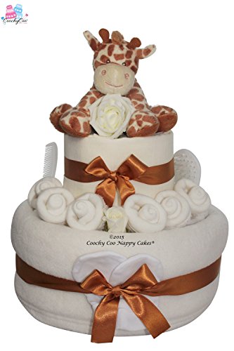 Unisex Giraffe Nappy Cake Baby shower gift hamper - FREE Delivery