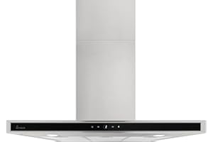 KKT KOLBE Campana Extractora 90 cm | Campana de Pared | acero inoxidable | vidrio negro | apagado automático | Funcionamiento táctil | DELTA9014TC